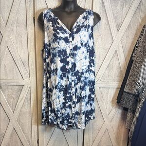 Torrid Blue Tie-Dye Button-Up Tank Dress